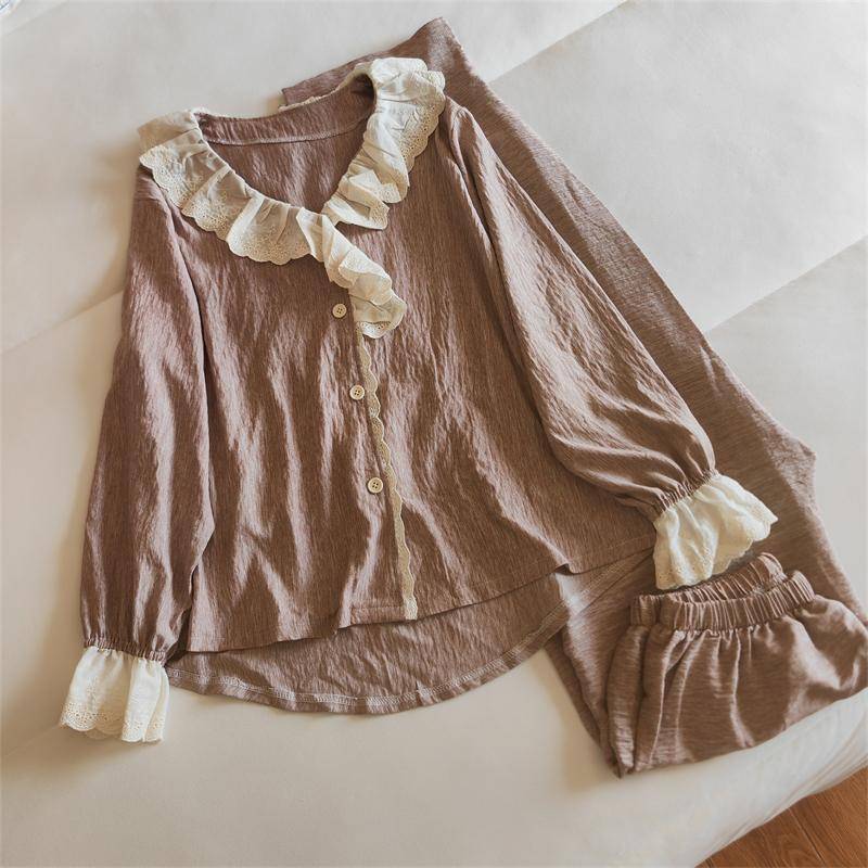 Damen Langarmhose Weicher Pyjama, Einfarbiger Pyjama, Damen Schlafzimmer Hauskleidung, Damen Dünner Pyjama XXL von Joom DACH