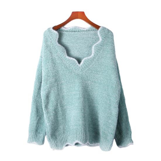 Damen Langarmpullover Lockerer Schnitt V-Ausschnitt Strickpullover Damen Casual Jumper Pullover XXL grün von Joom DACH