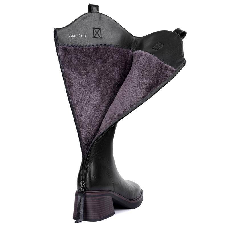 Damen Lange Stiefel Britischer Stil Echtes Leder Damen Hohe Stiefel Naturwolle Western Cowboystiefel Damen 37 von Joom DACH