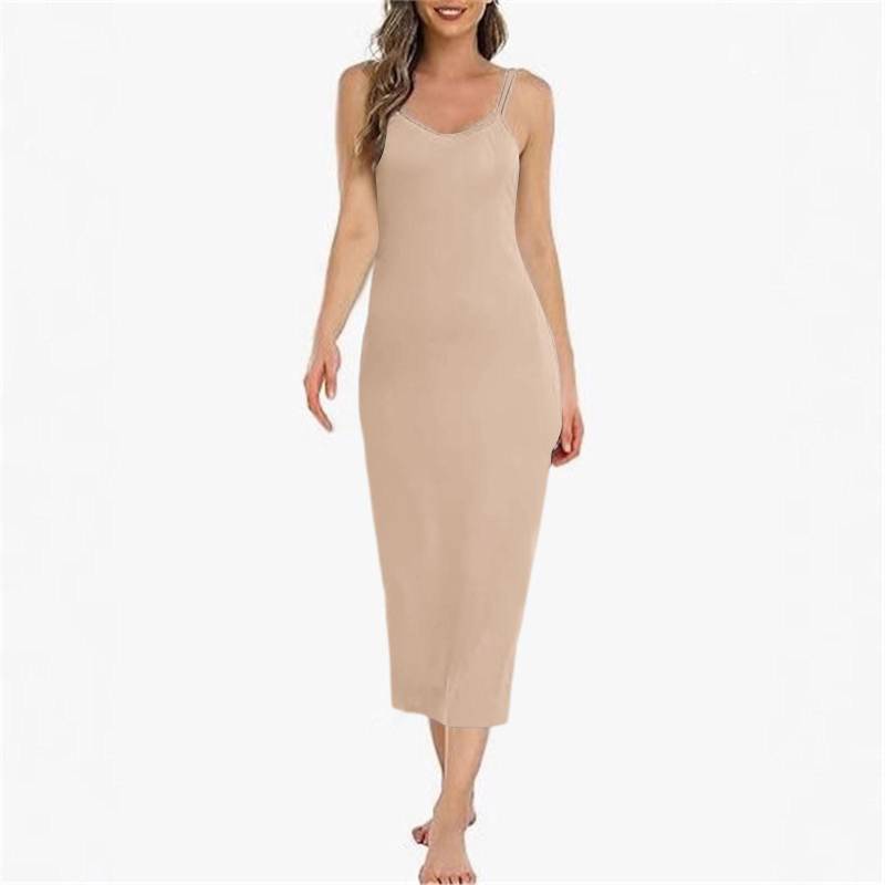 Damen Langes Unterkleid Basic Verstellbare Spaghetti-Träger Cami Unterkleid Weiches V-Ausschnitt Nachthemd Unter Kleidern XXL von Joom DACH