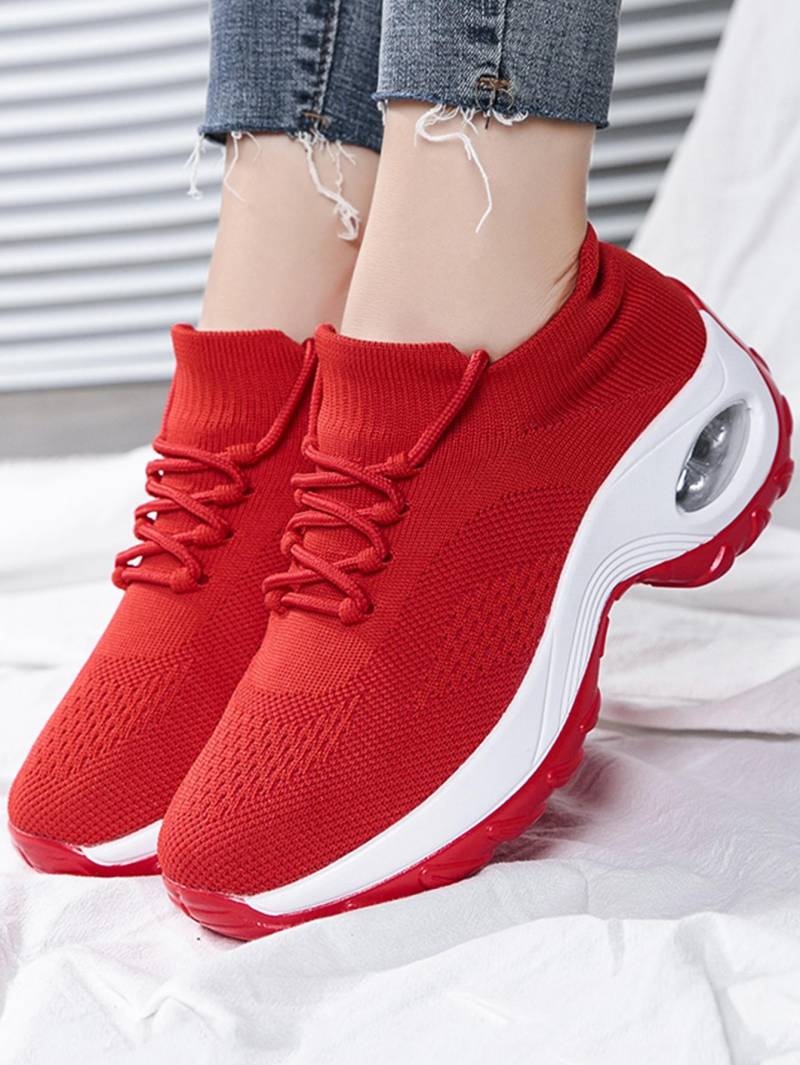 Damen Laufschuhe Slipper Socken-Sneakers Dame Mädchen Krankenschwester Mesh Leichtgewicht Sportschuhe Luftpolster-Plateau Rote Slipper 1862 43 von Joom DACH