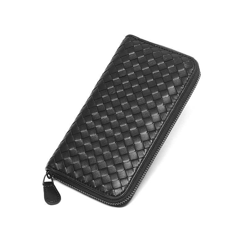 Damen Leder Geldbörse Handgewebte Erste Schaffell Herren Und Damen Geldbörse Brieftasche Lange Clutch schwarz Damen Leder Geldbörse Handgewebte Erste Schaffell Herren Und Damen Geldbörse Brieftasche Lange Clutch schwarz von Joom DACH