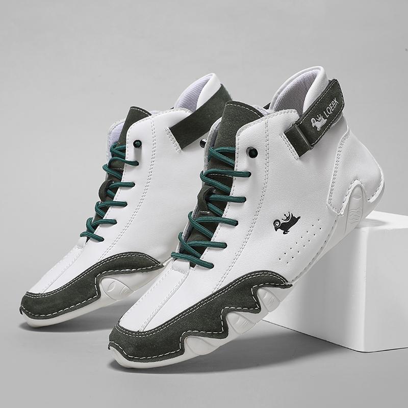 Damen Leder Modische Arbeitsschuhe mit weichen Sohlen Bequeme Neue Designer-Freizeit Motorradstiefel Schuhe für Herren 36 von Joom DACH