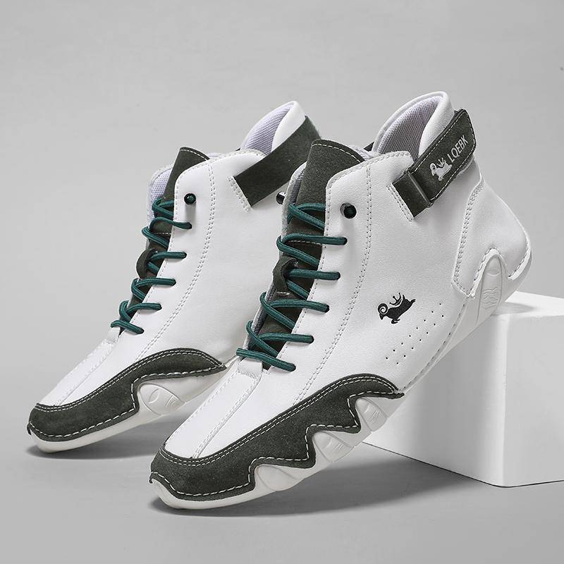 Damen Leder Modische Arbeitsschuhe mit weichen Sohlen Bequeme Neue Designer-Freizeit Motorradstiefel Schuhe für Herren 36 von Joom DACH