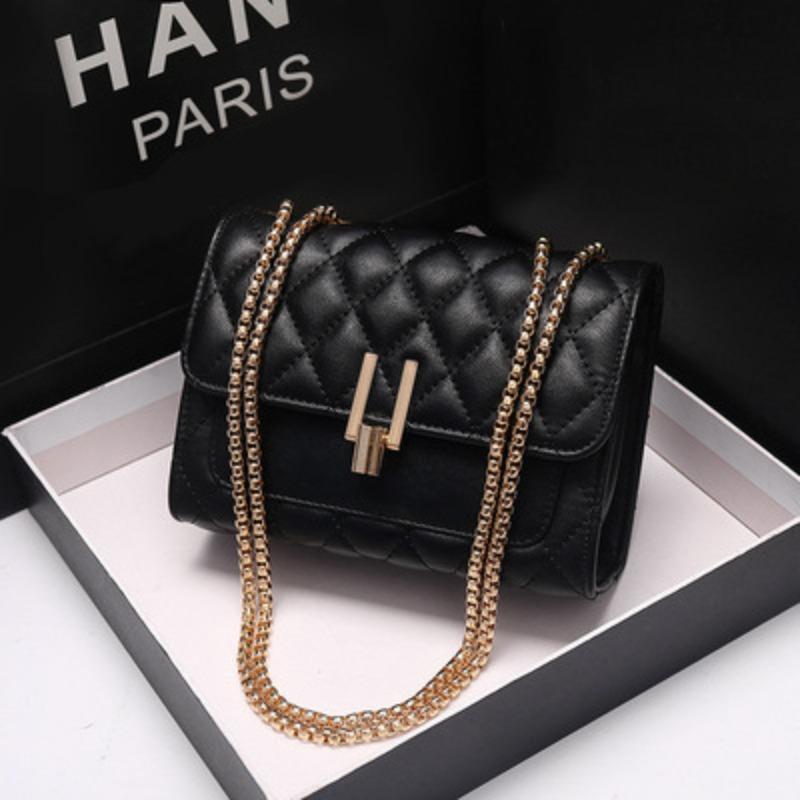 Damen Leder Umhängetasche, Kleine quadratische Umhängetasche, Diamantförmige Kettentasche von Joom DACH