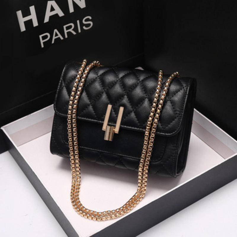 Damen Leder Umhängetasche, Kleine quadratische Umhängetasche, Diamantförmige Kettentasche von Joom DACH