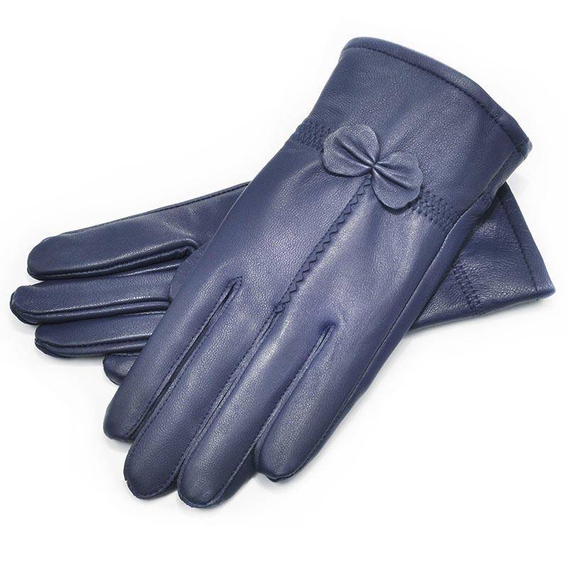 Damen Lederhandschuhe einfarbig Herbst Winter warme Schutzhandschuhe Outdoor-Zubehör dunkelblaue von Joom DACH