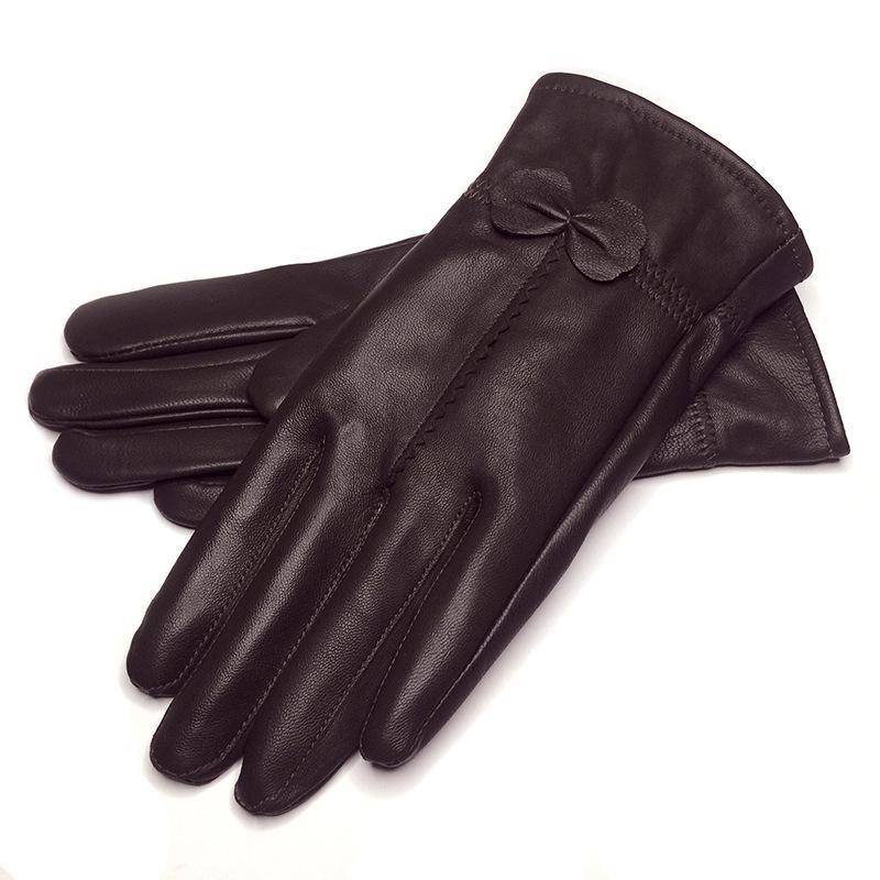 Damen Lederhandschuhe einfarbig Herbst Winter warme Schutzhandschuhe Outdoor-Zubehör dunkelbraune von Joom DACH