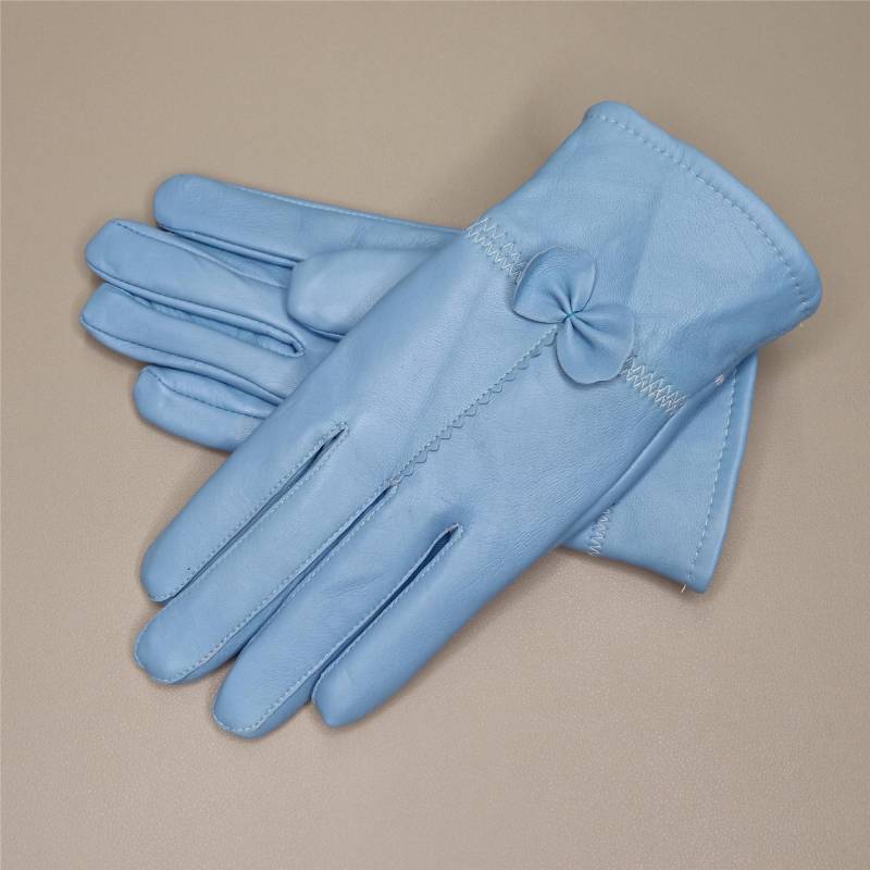 Damen Lederhandschuhe einfarbig Herbst Winter warme Schutzhandschuhe Outdoor-Zubehör hellblaue von Joom DACH