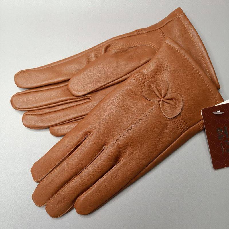 Damen Lederhandschuhe einfarbig Herbst Winter warme Schutzhandschuhe Outdoor-Zubehör hellbraune von Joom DACH