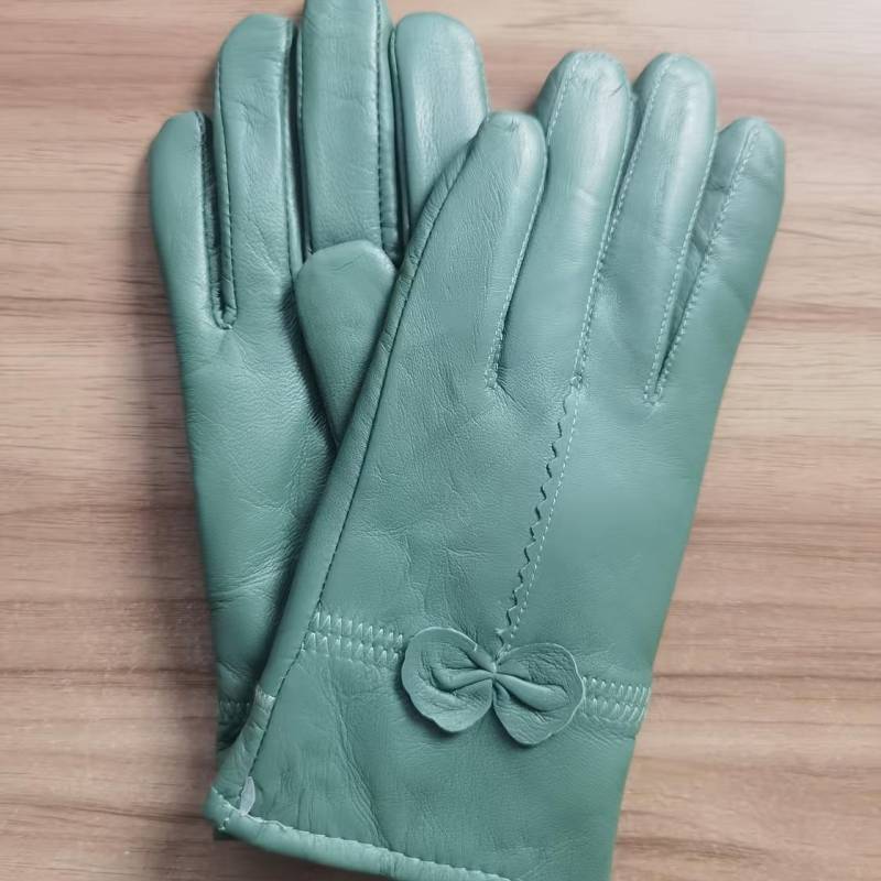 Damen Lederhandschuhe einfarbig Herbst Winter warme Schutzhandschuhe Outdoor-Zubehör hellgrüne von Joom DACH