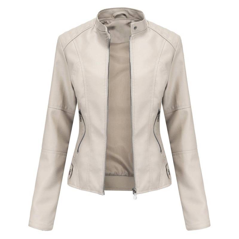 Damen Lederjacke Damen Slim Jacke Dünne Frühlings- und Herbstjacke Damen Motorradjacke Große Größe Stehkragen Lederjacke 4XL von Joom DACH