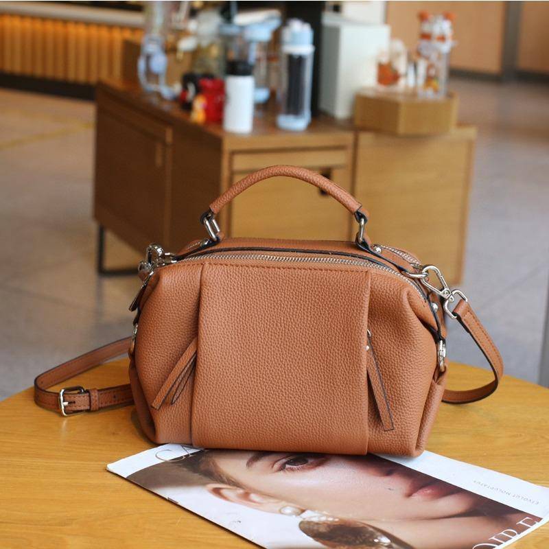 Damen Ledertasche Koreanische Umhängetasche Modische einfarbige Schultertasche Handtasche Weiche Ledertasche Width 25 * Height 16 * Thickness 12CM von Joom DACH