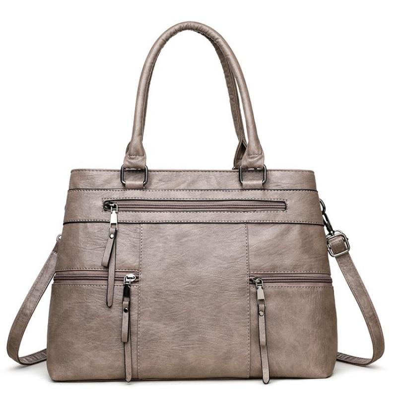 Damen-Ledertaschen mit Henkel, Luxus-Designer-Handtasche und Geldbörse, einfarbige Umhängetasche für Damen, Reisetaschen für Pendler khaki von Joom DACH