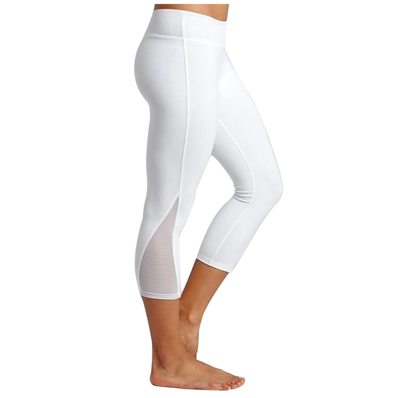 Damen-Leggings, Fitness, Sport, Fitnessstudio, Laufen, schmal, eng, Yoga, Sporthose S weiß von Joom DACH