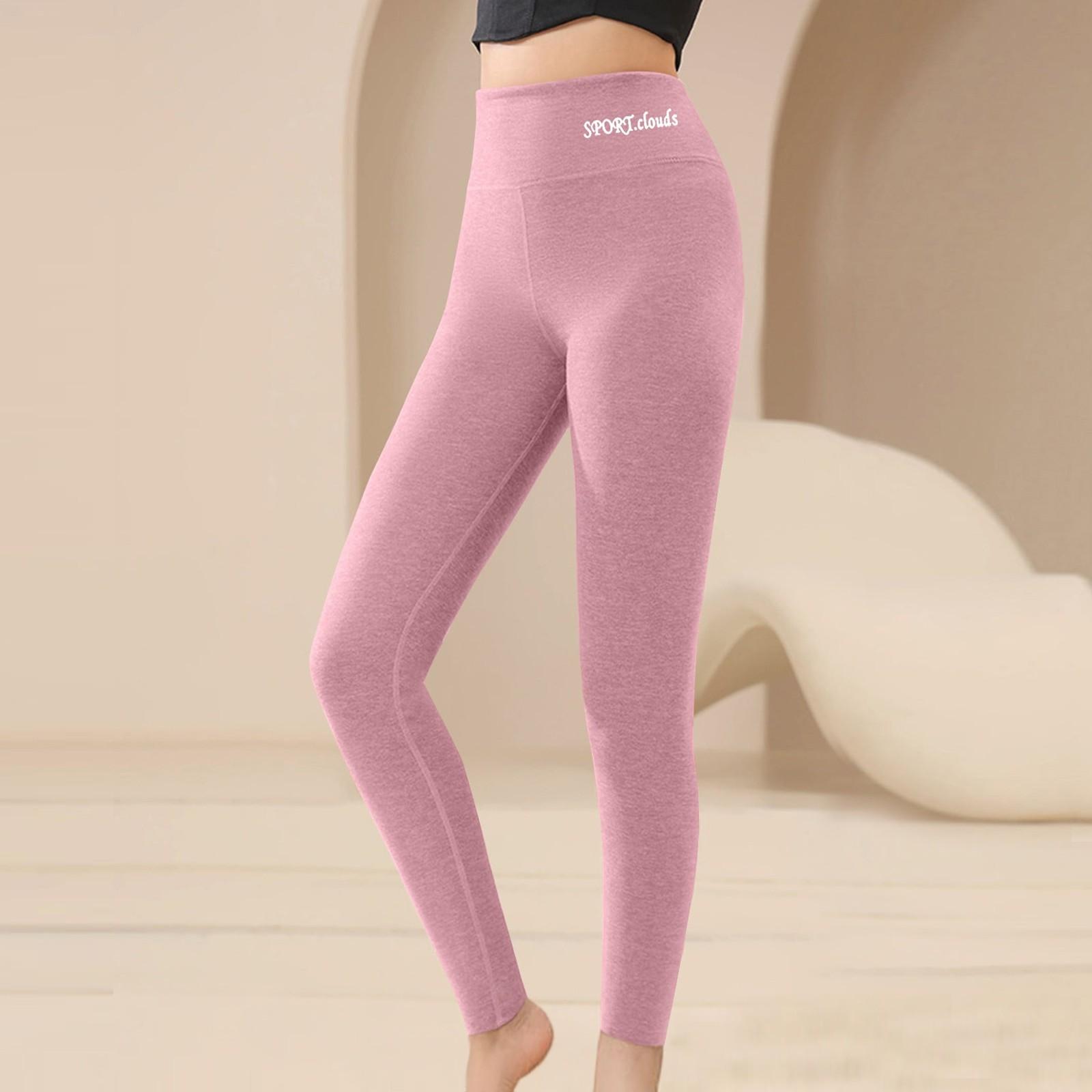 Damen Leggings mit hoher Taille, Freizeithose, einfarbig, lange Hose, Laufhose für Winter und Herbst 3XL licht lila von Joom DACH