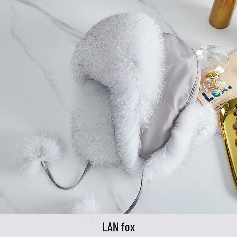 Damen Lei Feng Hut aus Fuchsimitatfell, flauschige Skimütze mit Ohrenschutz für Herbst- und Winterwärme. One Size with Elasticity von Joom DACH