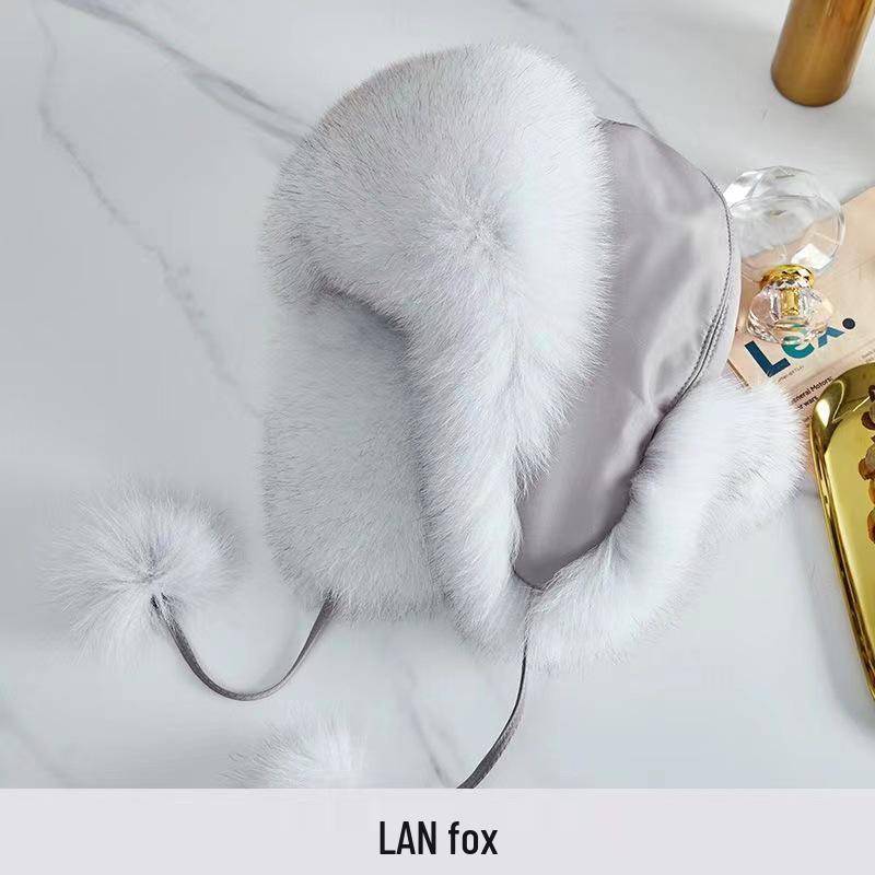 Damen Lei Feng Hut aus Fuchsimitatfell, flauschige Skimütze mit Ohrenschutz für Herbst- und Winterwärme. One Size with Elasticity von Joom DACH