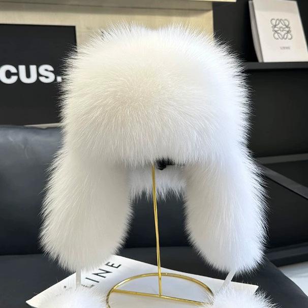Damen Lei Feng Hut aus Fuchsimitatfell, flauschige Skimütze mit Ohrenschutz für Herbst- und Winterwärme. One Size with Elasticity von Joom DACH