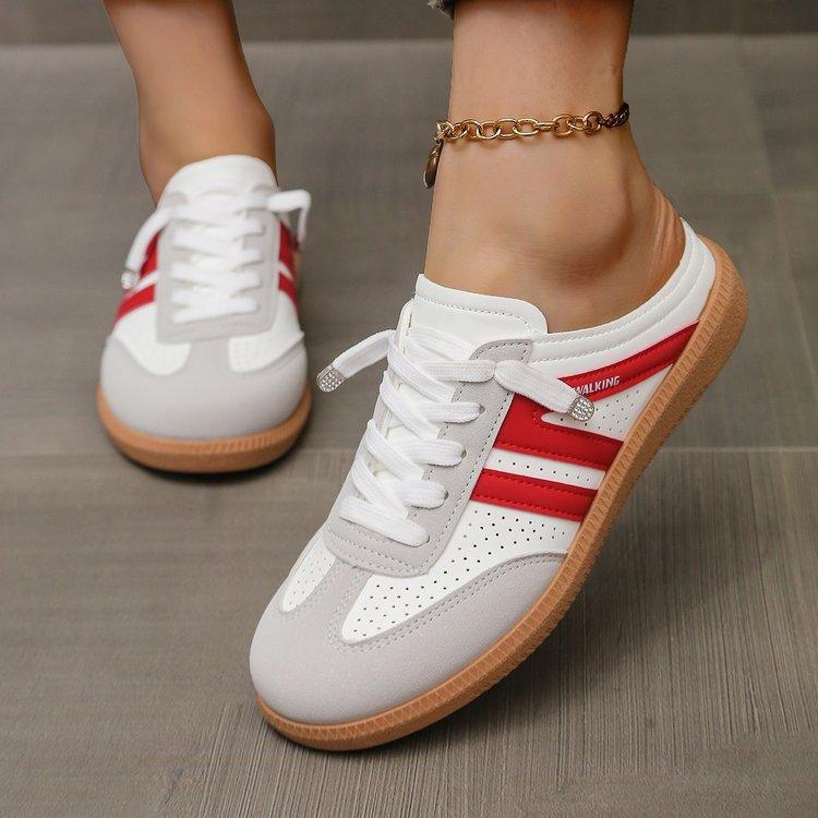 Damen Leichte Weiche Sohle Rückenfreie Slipper Sandalen Neuheiten Retro Flache Freizeitschuhe Slipper Rückenfreie Pantoletten 39 rot von Joom DACH