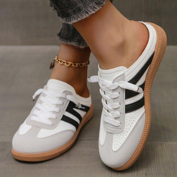 Damen Leichte Weiche Sohle Rückenfreie Slipper Sandalen Neuheiten Retro Flache Freizeitschuhe Slipper Rückenfreie Pantoletten 39 schwarz von Joom DACH