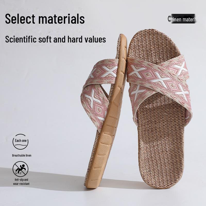 Damen Leinen rutschfeste Hausschuhe, Kostenloser Versand, Ganzjährige desodorierende Bodenpantoffeln für Paare 35-36 (Run Small) von Joom DACH