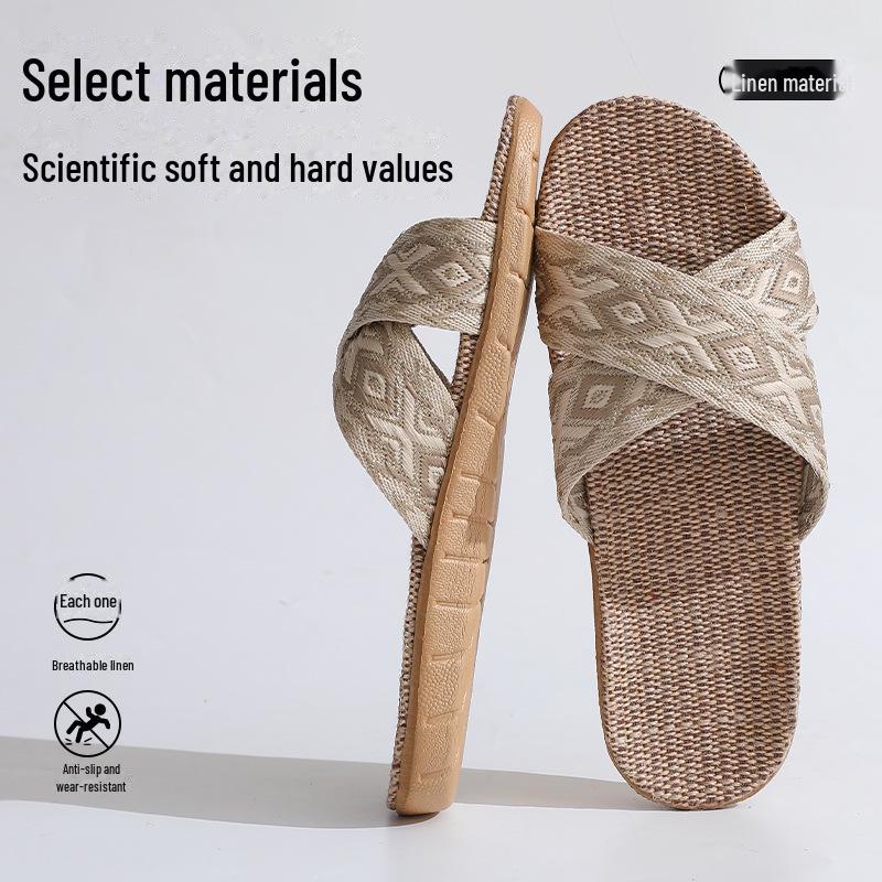 Damen Leinen rutschfeste Hausschuhe, Kostenloser Versand, Ganzjährige desodorierende Bodenpantoffeln für Paare 37-38 (Run Small) von Joom DACH