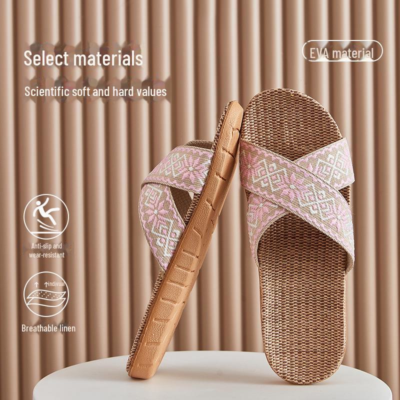 Damen Leinen rutschfeste Hausschuhe, Kostenloser Versand, Ganzjährige desodorierende Bodenpantoffeln für Paare 37-38 (Run Small) von Joom DACH