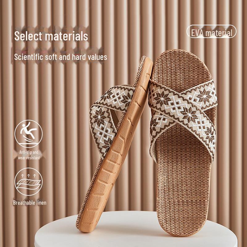 Damen Leinen rutschfeste Hausschuhe, Kostenloser Versand, Ganzjährige desodorierende Bodenpantoffeln für Paare 40-41 (Run Small) von Joom DACH