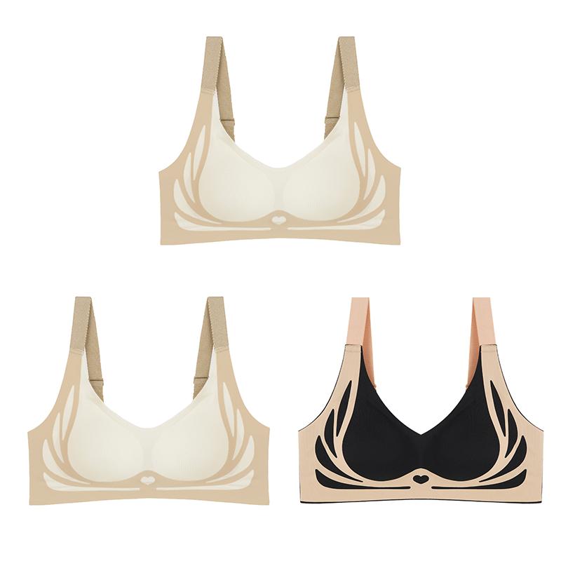 Damen Lifting- und Seitenbrust-Leichter Luxus-BH Hautfreundlich Atmungsaktiv Bequem Nahtlos Raffung Keine Stahlring-Unterwäsche 2XL von Joom DACH