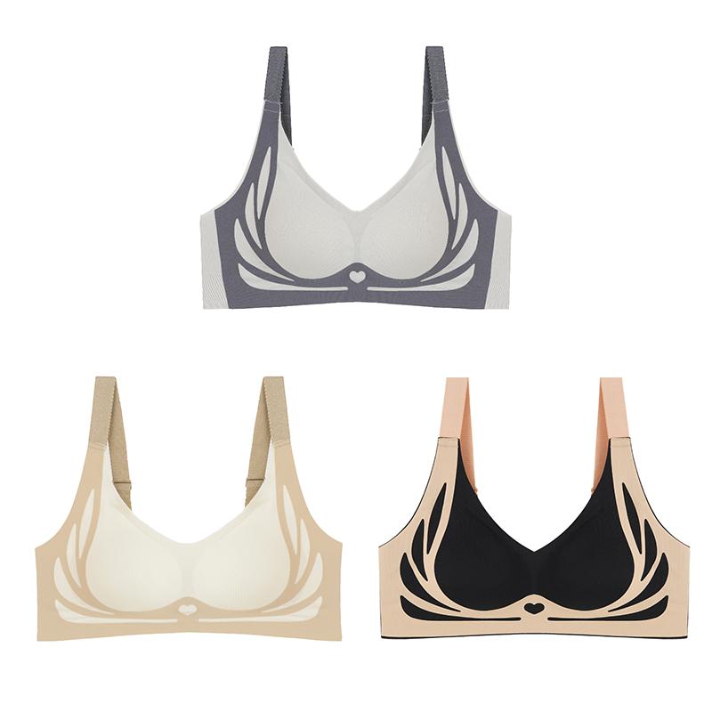 Damen Lifting- und Seitenbrust-Leichter Luxus-BH Hautfreundlich Atmungsaktiv Bequem Nahtlos Raffung Keine Stahlring-Unterwäsche 2XL rosa von Joom DACH