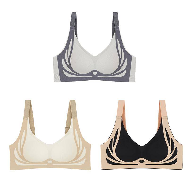 Damen Lifting- und Seitenbrust-Leichter Luxus-BH Hautfreundlich Atmungsaktiv Bequem Nahtlos Raffung Keine Stahlring-Unterwäsche 2XL rosa von Joom DACH