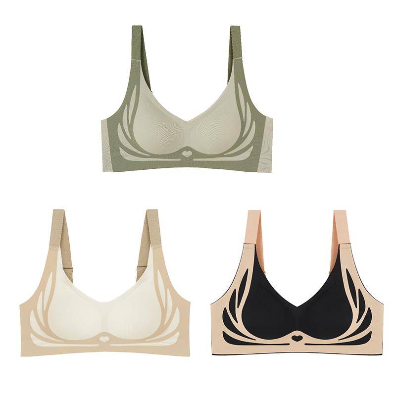 Damen Lifting- und Seitenbrust-Leichter Luxus-BH Hautfreundlich Atmungsaktiv Bequem Nahtlos Raffung Keine Stahlring-Unterwäsche 2XL hellbraun von Joom DACH