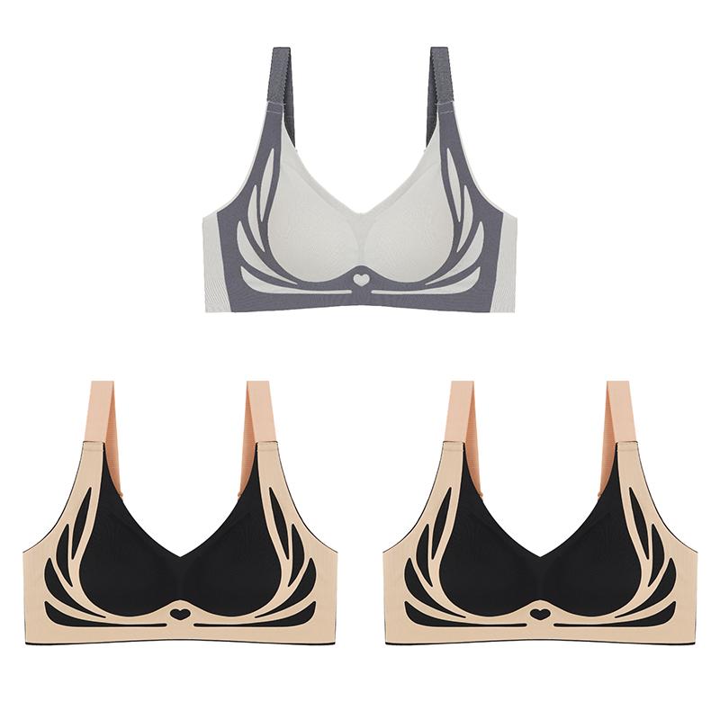 Damen Lifting- und Seitenbrust-Leichter Luxus-BH Hautfreundlich Atmungsaktiv Bequem Nahtlos Raffung Keine Stahlring-Unterwäsche 2XL gold von Joom DACH