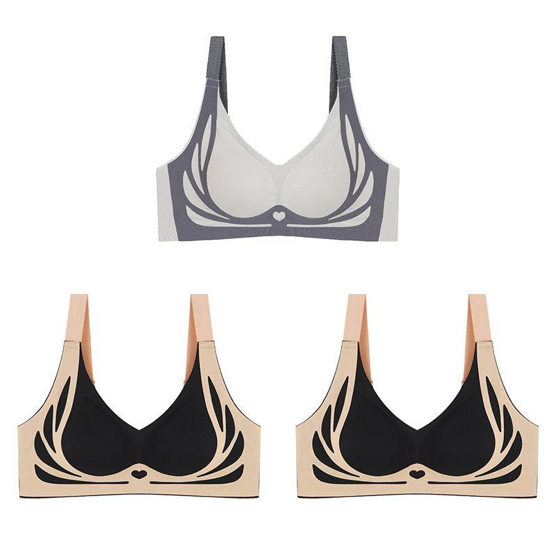 Damen Lifting- und Seitenbrust-Leichter Luxus-BH Hautfreundlich Atmungsaktiv Bequem Nahtlos Raffung Keine Stahlring-Unterwäsche 2XL gold von Joom DACH