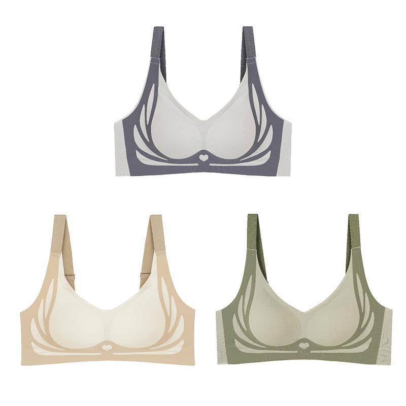 Damen Lifting- und Seitenbrust-Leichter Luxus-BH Hautfreundlich Atmungsaktiv Bequem Nahtlos Raffung Keine Stahlring-Unterwäsche 2XL orange von Joom DACH