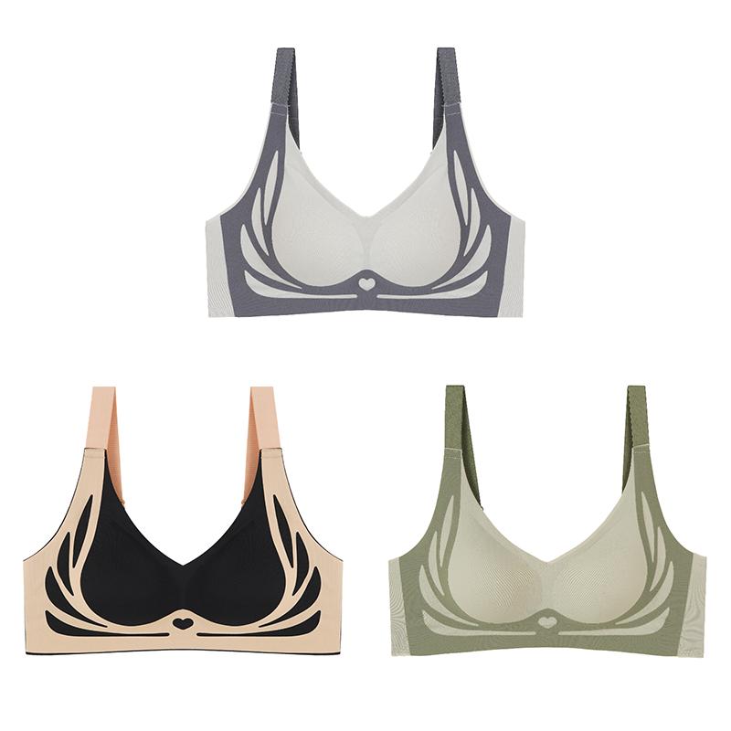 Damen Lifting- und Seitenbrust-Leichter Luxus-BH Hautfreundlich Atmungsaktiv Bequem Nahtlos Raffung Keine Stahlring-Unterwäsche 2XL elfenbein von Joom DACH