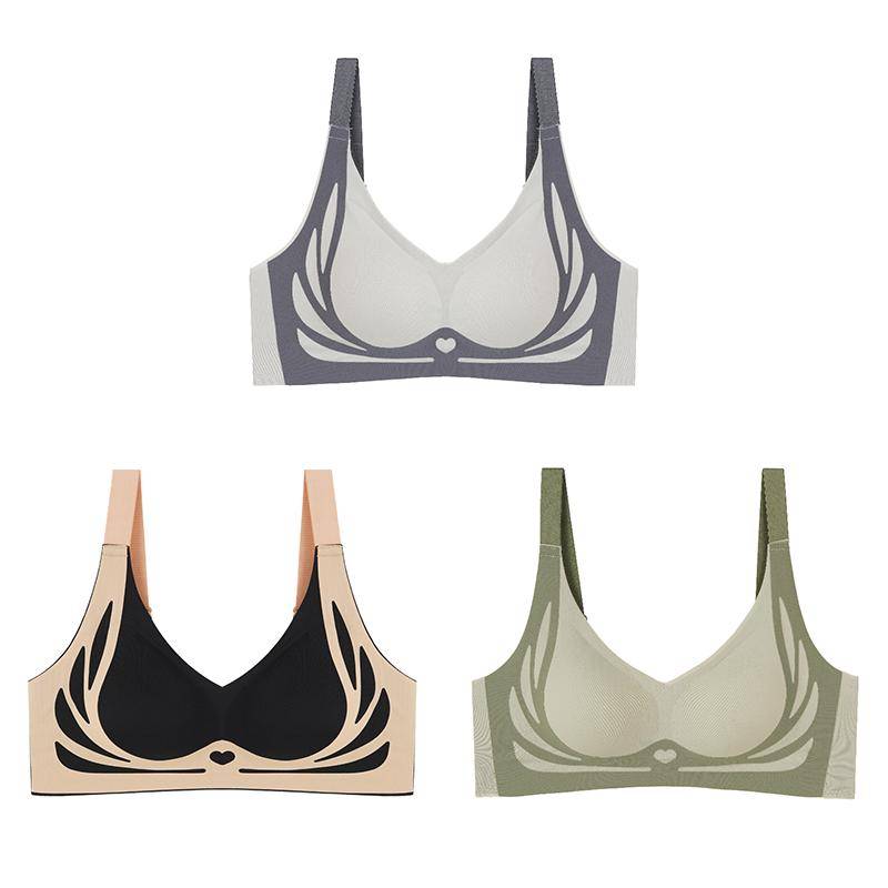 Damen Lifting- und Seitenbrust-Leichter Luxus-BH Hautfreundlich Atmungsaktiv Bequem Nahtlos Raffung Keine Stahlring-Unterwäsche 2XL elfenbein von Joom DACH