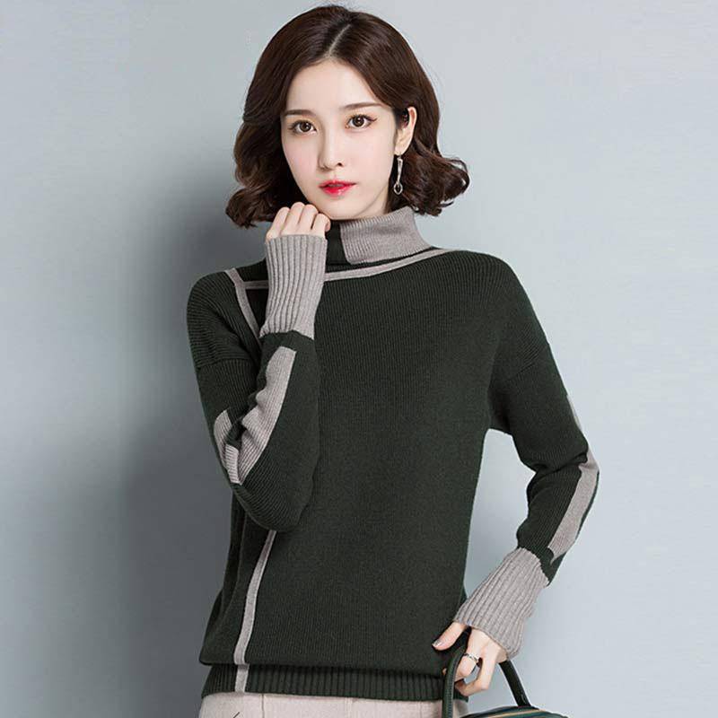 Damen Locker Verliert Keine Farbe Rollkragenpullover Strickpullover Herbst und Winter Kurzer Absatz Plus Samt Unterhemd M von Joom DACH