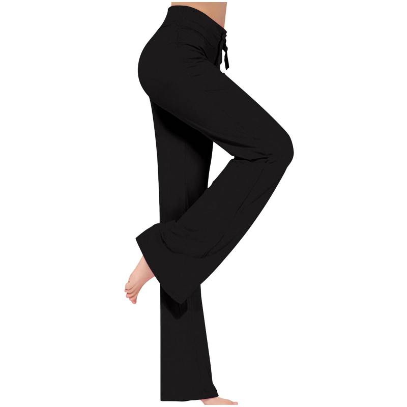 Damen-Lose, hohe Taille, weites Bein, Workout-Leggings, Freizeithose, Yoga-Gymnastikhose XXXL schwarz von Joom DACH