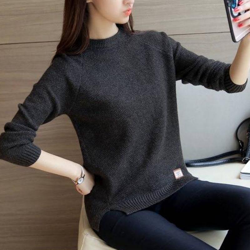 Damen Lose Split Strickpullover Winter Rundhals Pullover Pullover Frauen Koreanische Strickwaren Jumper Tops XL von Joom DACH