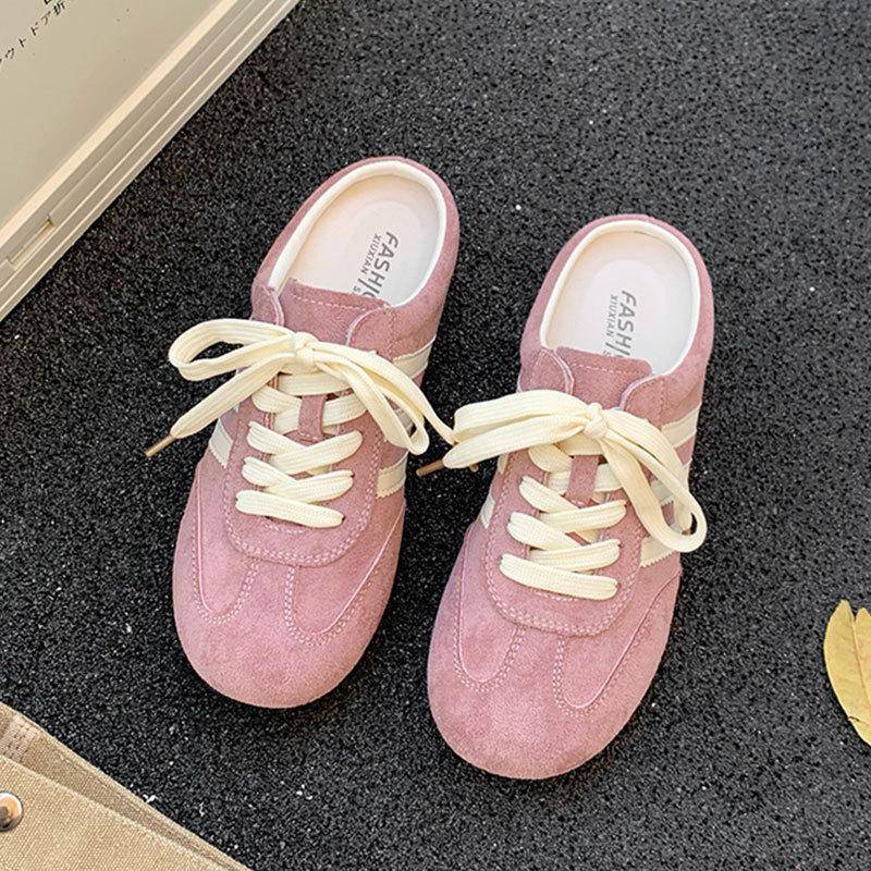Damen Low Top Gestreifte Lässige Skateboard Schuhe Schnürschuhe Slip-on Sommer Zehenfrei Halbslipper 40 rosa von Joom DACH