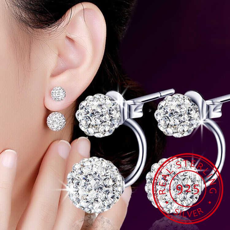 Damen Luxus Strass Kristall Kugel Ohrstecker Mode 925 Silber Schmuck Temperament Prinzessin Ohrstecker von Joom DACH