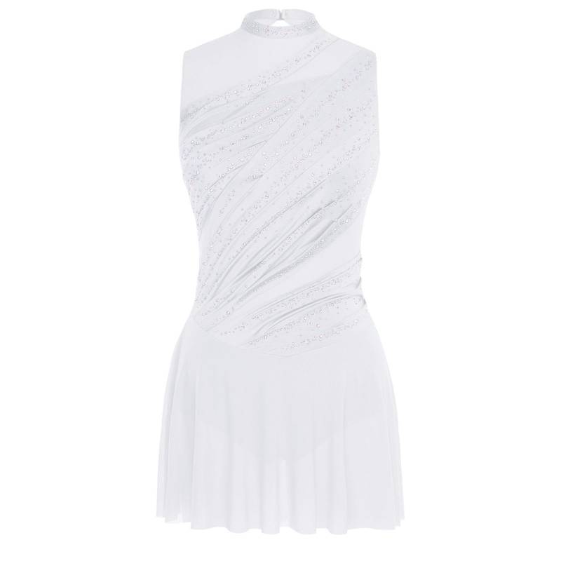 Damen Lyrisches Tanzkleid Rundhals Ärmellos Gerafftes Design Strassverziert Rückenfrei Auftrittskleid S weiß Damen Lyrisches Tanzkleid Rundhals Ärmellos Gerafftes Design Strassverziert Rückenfrei Auftrittskleid S weiß von Joom DACH