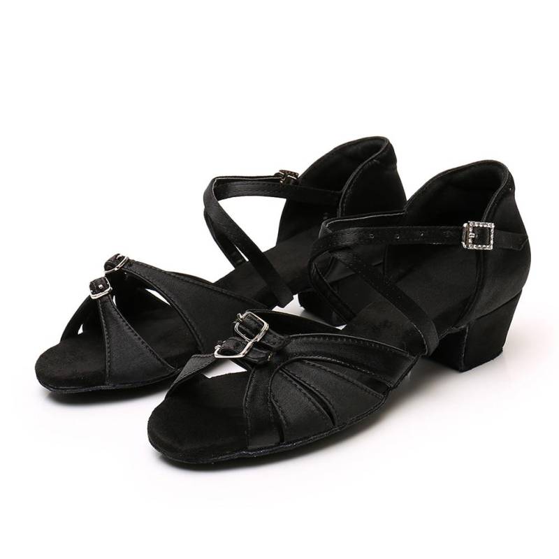 Damen Mädchen Kinder Latein Tanzschuhe Niedrige Absätze Salsa Latein Ballsaal Tango Schuhe Weiche Sohle 3,5 CM Absatz 35 schwarz von Joom DACH