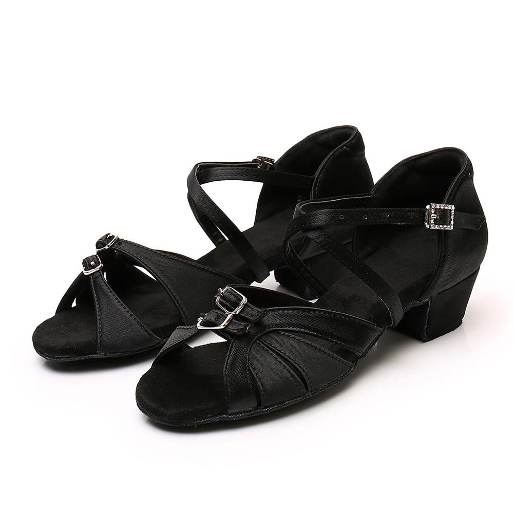 Damen Mädchen Kinder Latein Tanzschuhe Niedrige Absätze Salsa Latein Ballsaal Tango Schuhe Weiche Sohle 3,5 CM Absatz 38 schwarz von Joom DACH