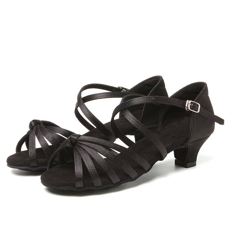 Damen Mädchen Latein Tanzschuhe Kinder Weiche Sohle Gesellschaftstanz Schuhe Salsa Chacha Schuhe Absatz 4cm 38 schwarz von Joom DACH