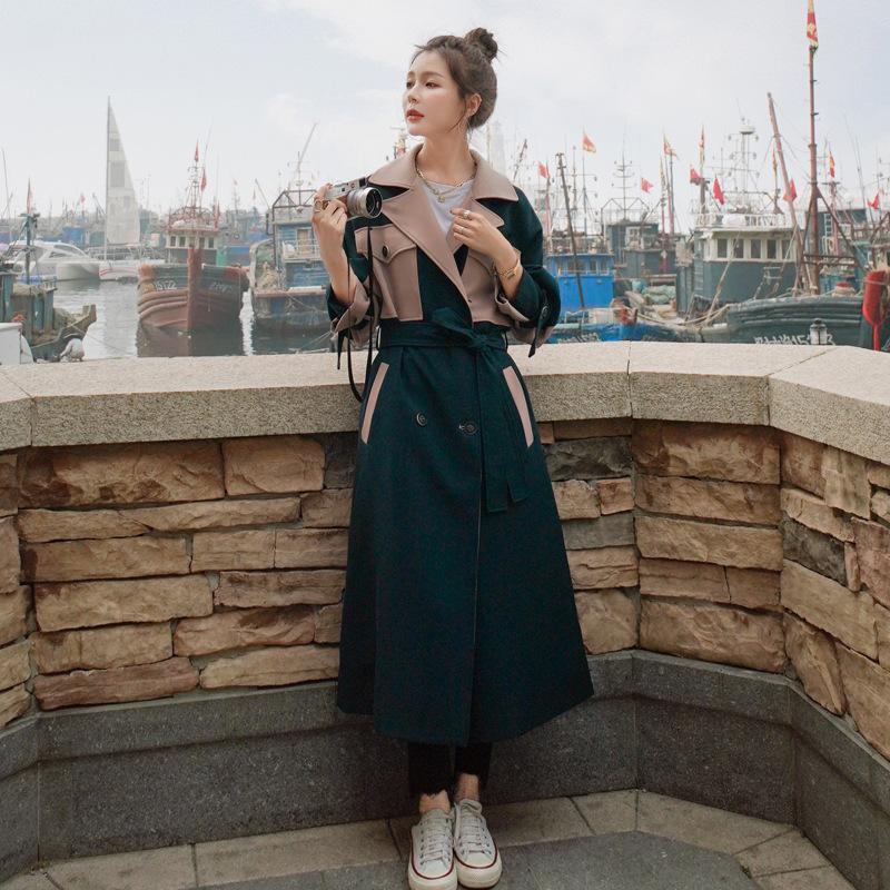 Damen Mantel Herbst Neue Lange Windjacke Damen Gürtel Taille Top S von Joom DACH