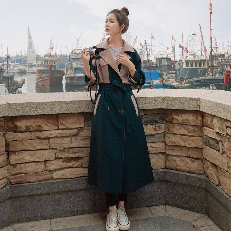 Damen Mantel Herbst Neue Lange Windjacke Damen Gürtel Taille Top S von Joom DACH