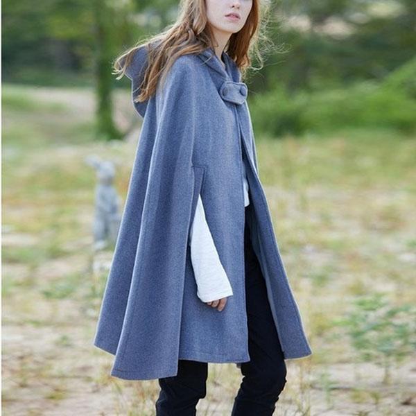 Damen Mantel mit Fledermausärmeln und Kapuze, Winter, einfarbig, Umhang, Cosplay, Umhang, Schal XL grau von Joom DACH